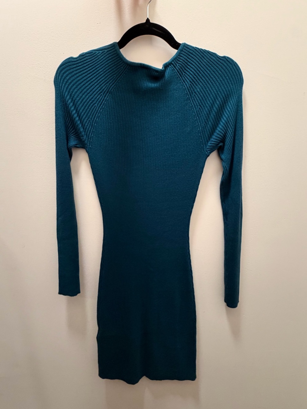 Abercrombie & Fitch Teal Ribbed Long-Sleeve Bodycon Dress